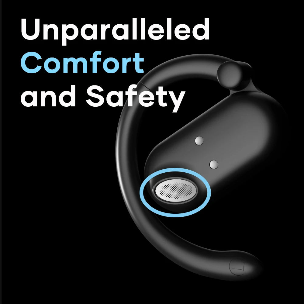 Wavefun Sense Open Ear Headphones Bluetooth Earphone with Adjustable Ear Hook Super Bass Earbuds BT5.3 Headsets with Microphone