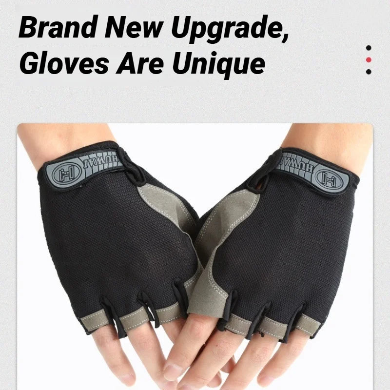 Half Finger Cycling Gloves Men Women Anti Slip Shock Breathable Summer Bicycle Fingerless Sports Gym Training Bike