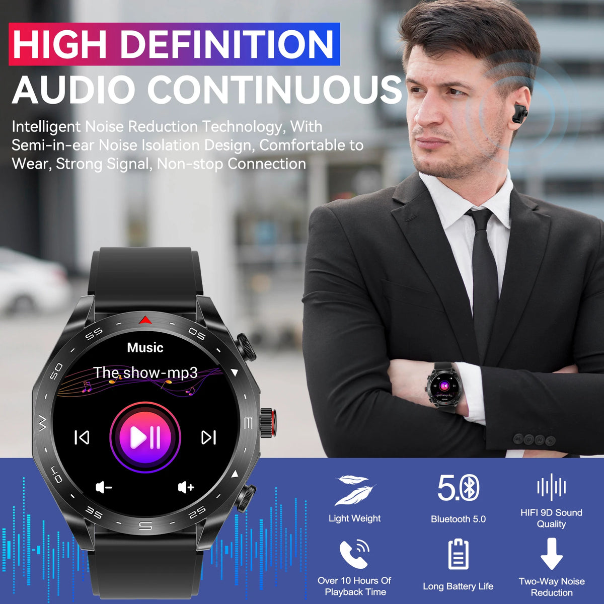 LaNikar New Smart Watches for Men with Earbuds Inside with 100+ Sport Modes and Sport Records Waterproof with iPhone and Android