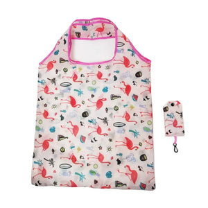 Folded reusable eco-friendly shopping tote bag from Hot Trend Vault, compact and foldable for convenient grocery shopping.
