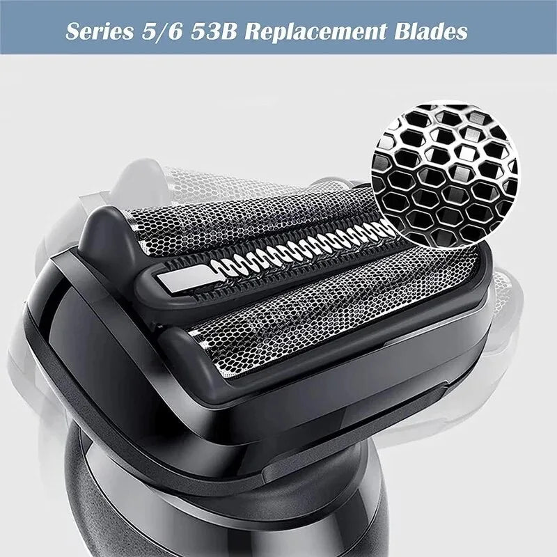 Dutrieux Premium Braun Series 5 replacement shaver head for men, compatible with Braun electric shavers, shown in close-up.