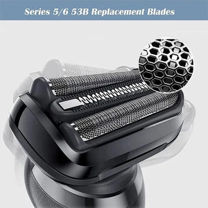 Dutrieux Premium Braun Series 5 replacement shaver head for men, with multiple foil sections and precision cutting blades.
