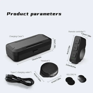 Wireless motorcycle headset with noise cancelling for riders by Hot Trend Vault, shown in black with control buttons and microphone.