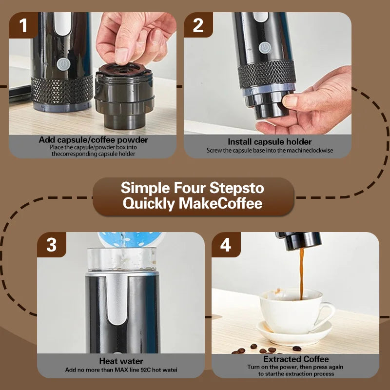 Portable Coffee Maker Electric Capsule Grind-and-Brew Coffee Maker Suitable for Ground Coffee and K-Cup Large Coffee Pods