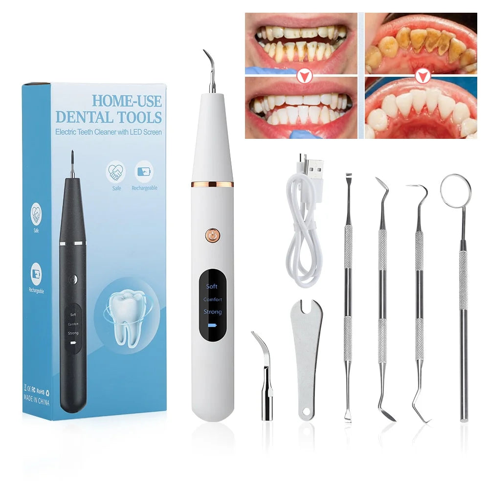 Hot Trend Vault Hailicare ultrasonic dental scaler for home use, removes calculus, stains, tartar, and whitens teeth.