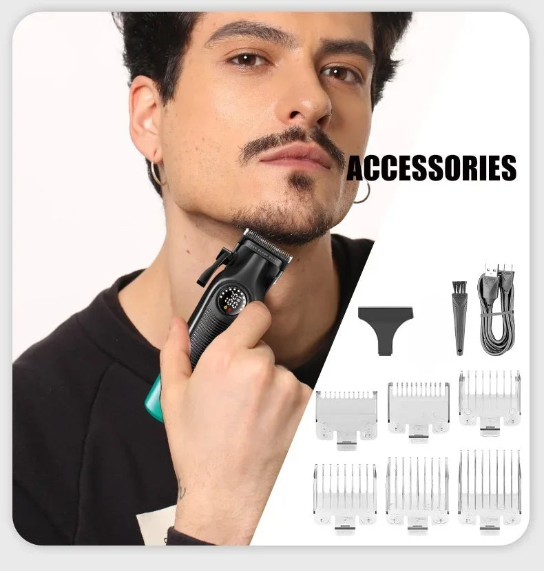 Hot Trend Vault VGRC cordless hair trimmer for men with LED display and 2000mAh battery, professional barber clipper in black