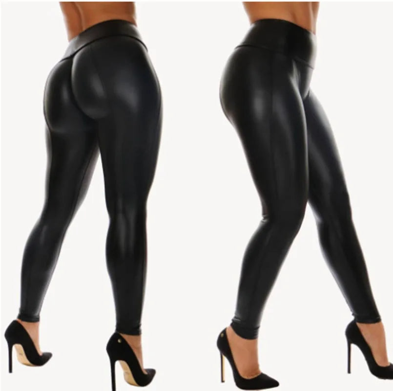 Sexy PU Leather Leggings Women Casual Pants Dance Leggings High Waist Yoga Pants Hips Push Up Gym Leggings Female Sports Pants