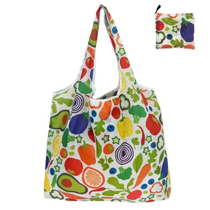 Reusable eco-friendly shopping tote bag for women by Hot Trend Vault, large foldable design with carrying case.