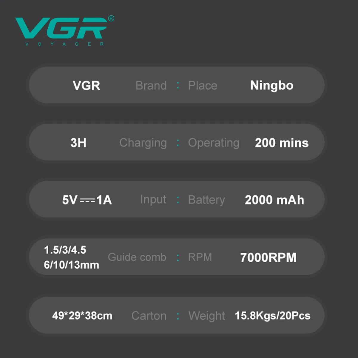 Hot Trend Vault VGRC cordless hair trimmer for men with professional barber clipper design and 2000mAh battery, LED display.