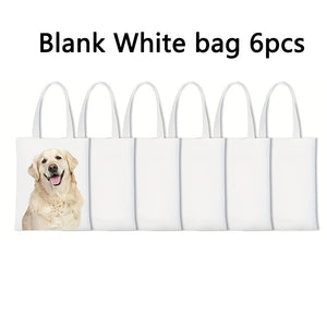Six durable eco-friendly canvas tote bags from Hot Trend Vault, reusable grocery bags for eco-conscious shoppers.