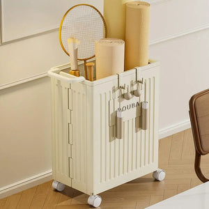Hot Trend Vault yoga mat storage with wheels, folding organizer for yogis, featuring a sleek design and easy mobility.