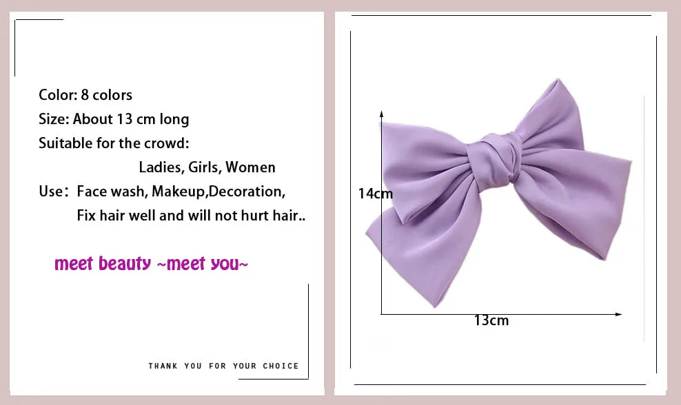 Elegant satin bow barrette hair clip by Hot Trend Vault featuring an oversized knot design for women’s stylish hair accessories.