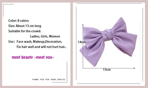 Elegant satin bow barrette hair clip by Hot Trend Vault featuring an oversized knot design for women’s stylish hair accessories.