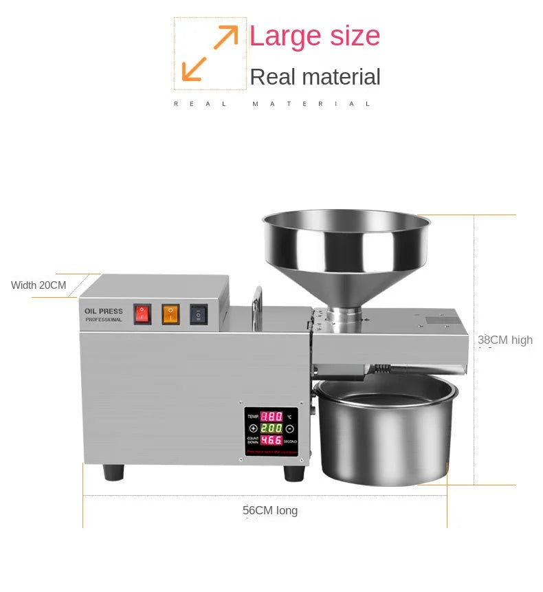 S9S Oil Press Stainless Steel Automatic Cold Press Oil Press Coconut Peanut Kernel Oil Press 110V/220V 1500W (Max)