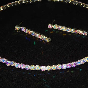 Stonefans New Flexible AB Rhinestone Simple Necklace and Earrings Bridal Fashion Crystal Prom Set Dress Accessories 2024 Luxury