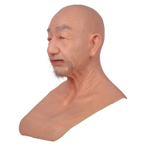 Silicone Old Man Mask Realistic Silicone Full Head Face Mask Party Prop Cosplay Male Hood Headwear for Halloween Cosplay