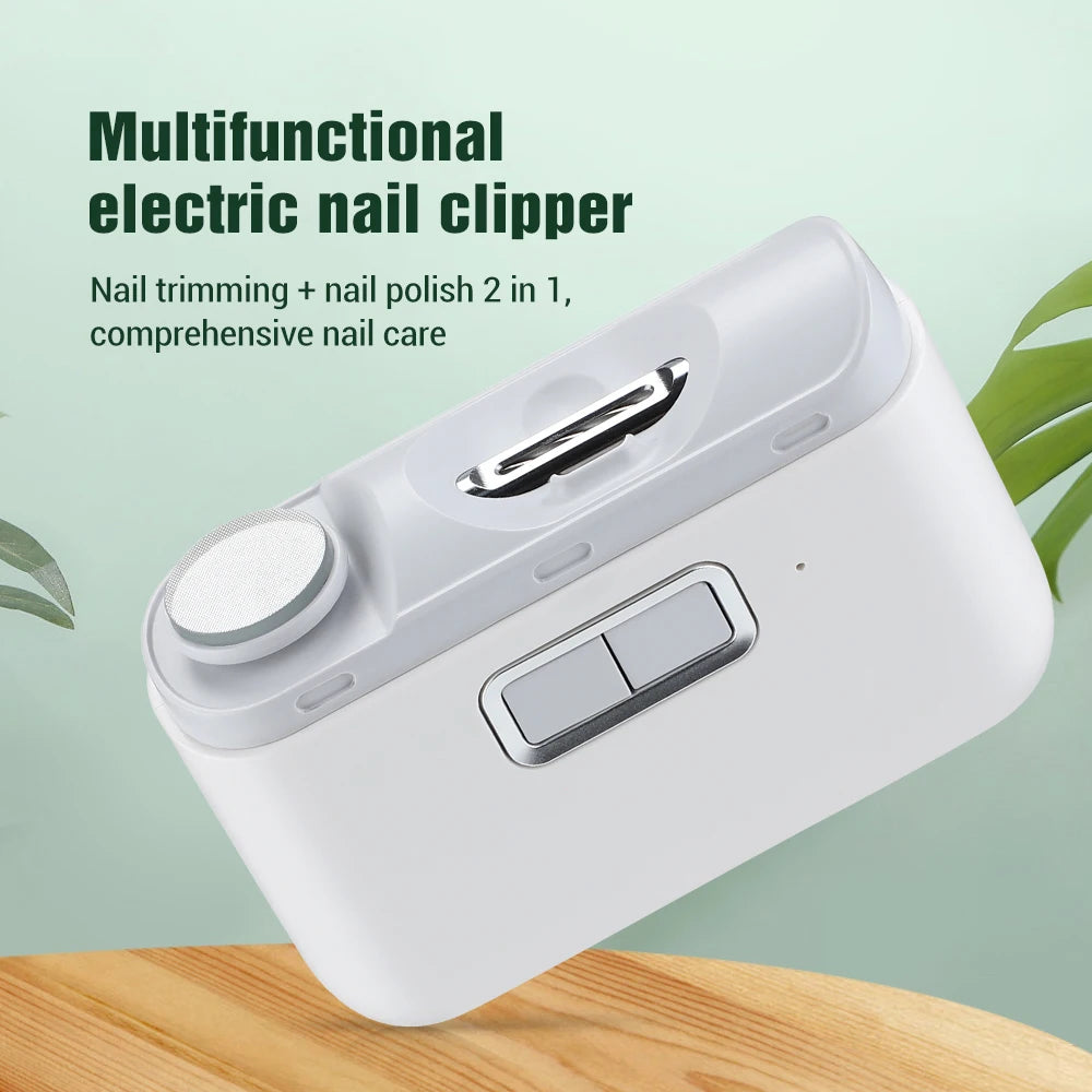 2 in 1 Electric Nail Clipper Automatic Polishing Nail Trimmer Mill Manicure For Baby Adult Nail Cutter Sharpener with Light Safe