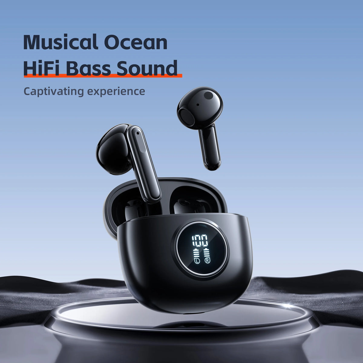 Wireless Headphones,QERE E40,NEW TWS Bluetooth 5.3,HD Microphone,HIFI Earphones,13mm Driver,Display screen+touch,4 Mics+ENC Call