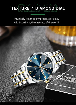 Hot Trend Vault Va Va Voom men's diamond luxury watch with 41mm case, night glow dial, double calendar, quartz movement, accessories