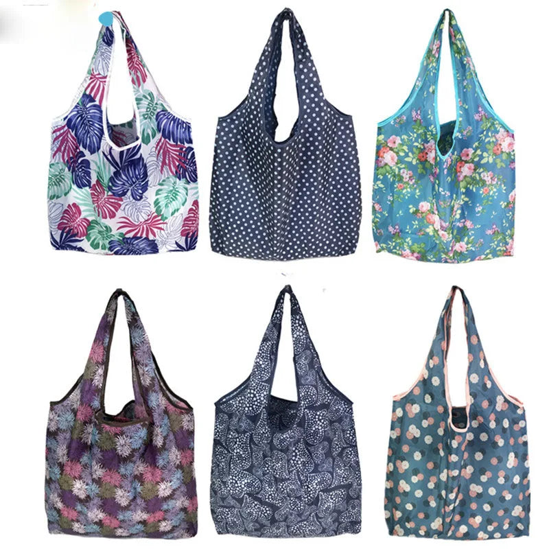 Large washable reusable shopping tote bag by Hot Trend Vault, foldable, eco-friendly cloth with sturdy handles for everyday use.