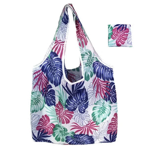 Reusable shopping bag for women by Hot Trend Vault, large eco foldable tote with case, shown in the image.