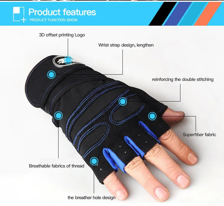 Guantes de levantamiento de pesas a prueba de golpes para hombres y mujeres con soporte para muñecas
