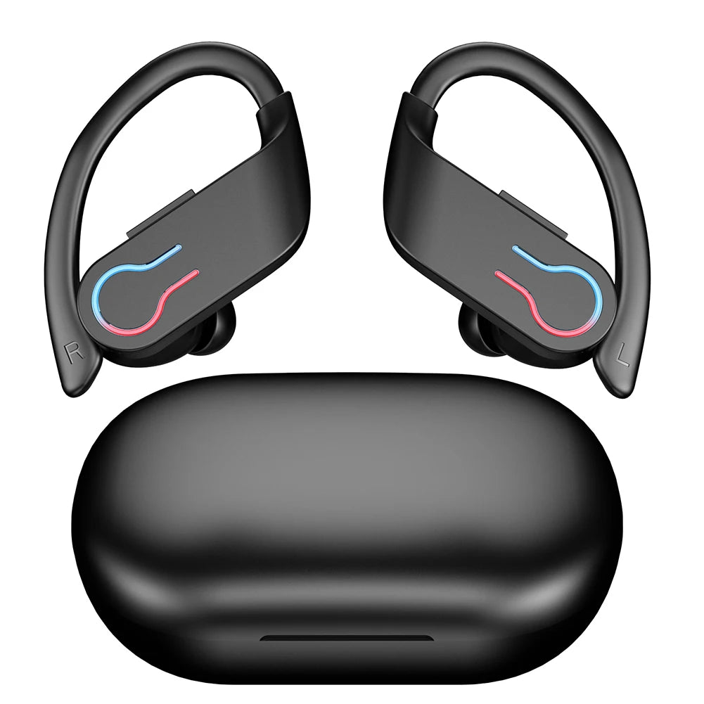 Bluetooth 5.3 Wireless Earbuds Sports Headphones with Earhooks Built-in Mic Earphones Waterproof Headphones Ear Buds for Sports