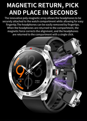 LaNikar New Smart Watches for Men with Earbuds Inside with 100+ Sport Modes and Sport Records Waterproof with iPhone and Android