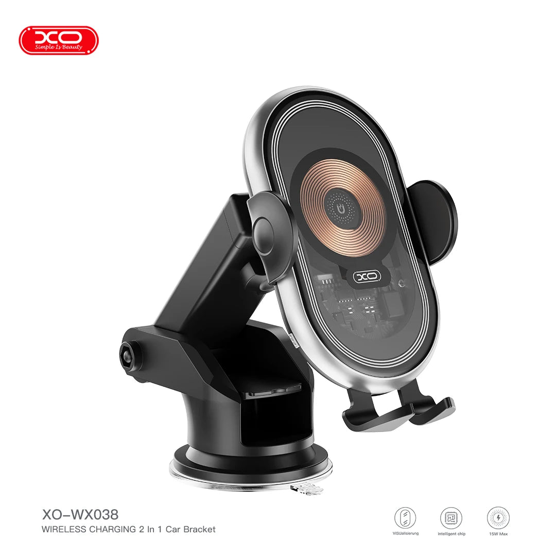 Hot Trend Vault car-mounted wireless charger with magnetic holder, suction cup, and air outlet bracket for driver convenience.