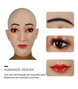 Silicone Female Mask Headgear Hoods pretty girl face mask spoof props for Cosplay Crossdresser women men transgender