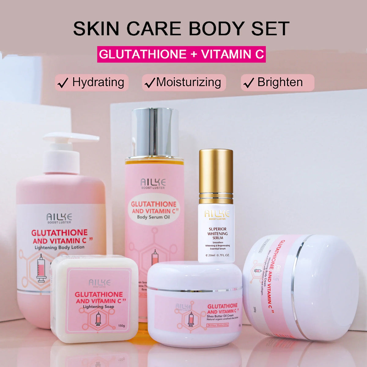 Hot Trend Vault AILKE whitening skin care set for women with brightening, hydrating formulas and organic Vitamin C for radiant skin