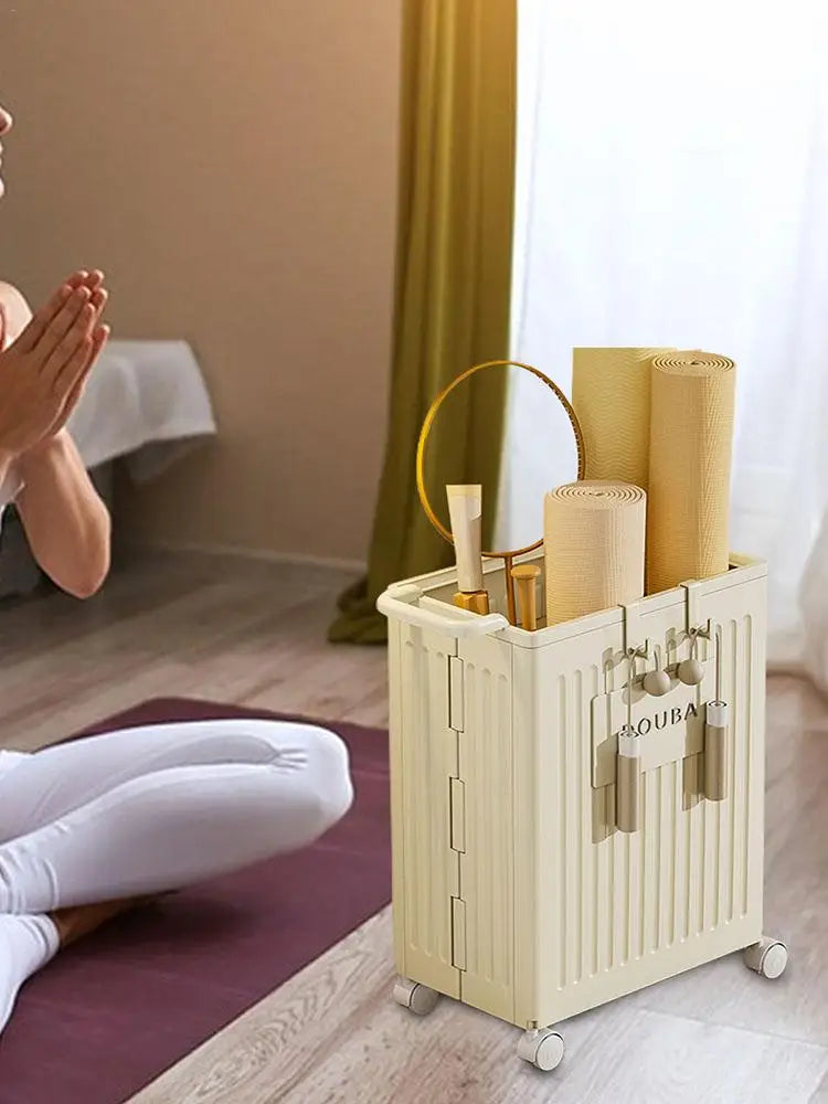 Yoga Mat Storage Folding Workout Equipment Corner Storage Organizer with Wheels Yoga Mat Stand Yoga Mat Holder Gym Organizer