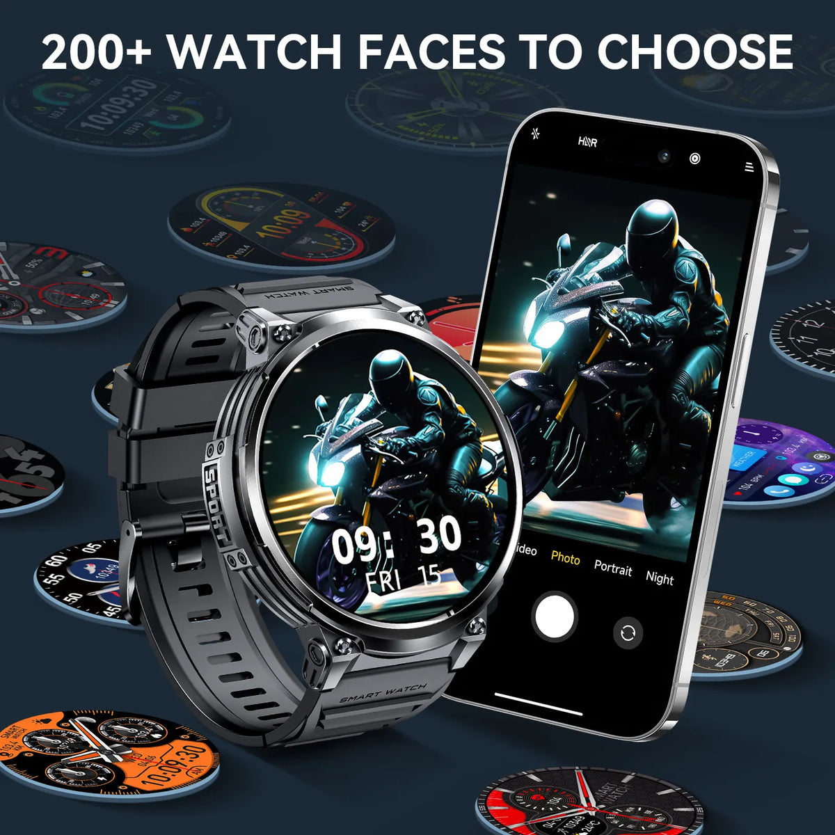 LaNikar Smart Watches for Men with 730mAh Large Battery 1.85’’ Big Screen LED Flashlight Rugged Smartwatch with for iOS Android