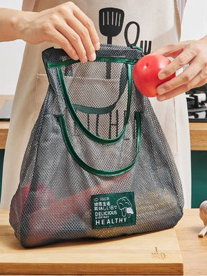Hot Trend Vault reusable mesh storage bags for kitchen vegetables, hanging produce storage for keeping vegetables fresh