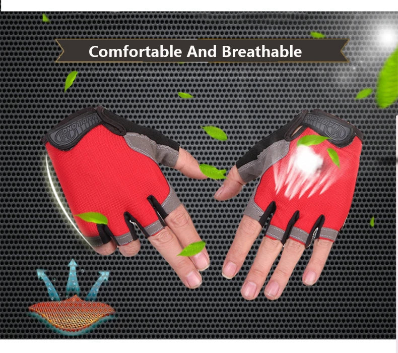 Guantes de ciclismo sin dedos transpirables y antideslizantes para hombres y mujeres