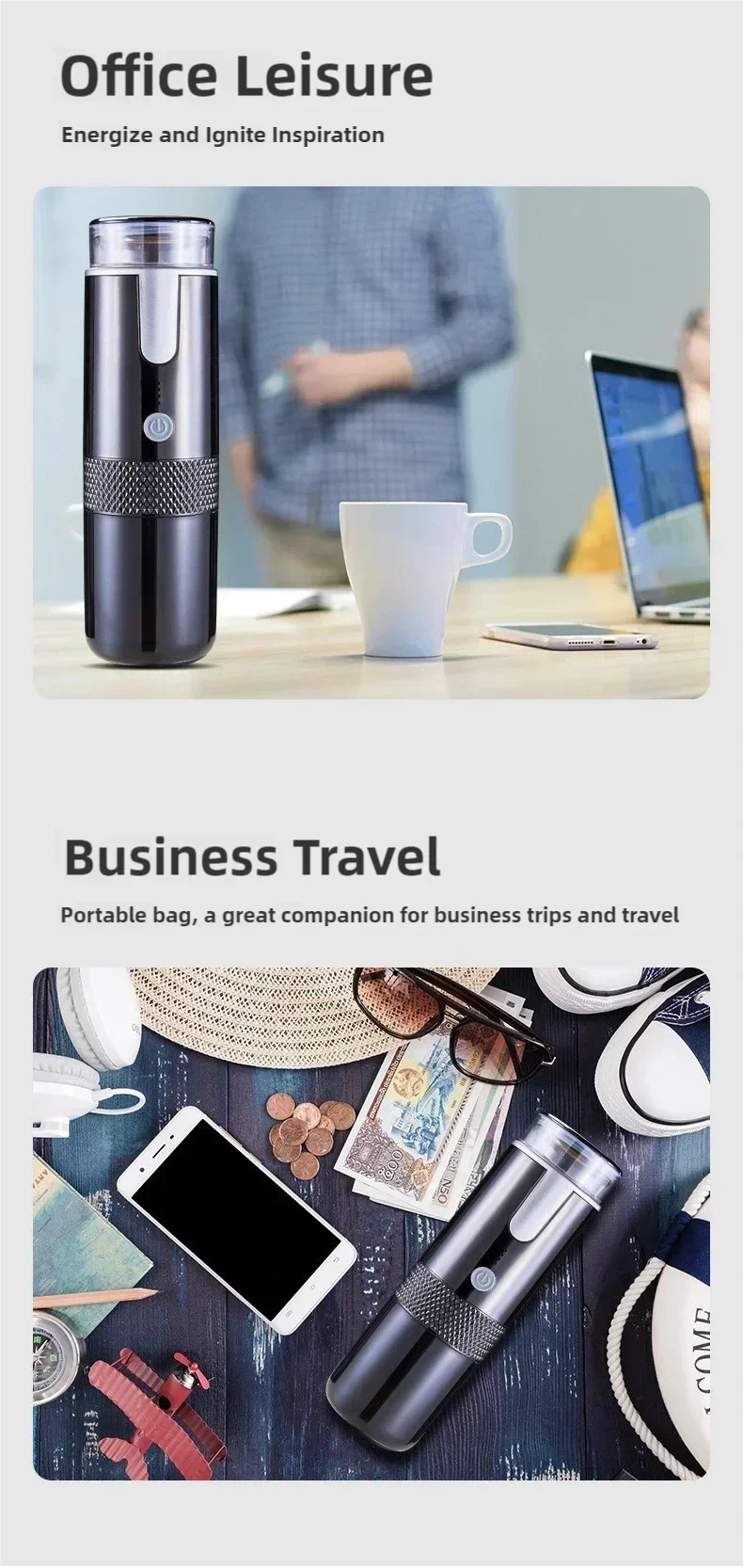 Portable Coffee Maker Electric Capsule Grind-and-Brew Coffee Maker Suitable for Ground Coffee and K-Cup Large Coffee Pods