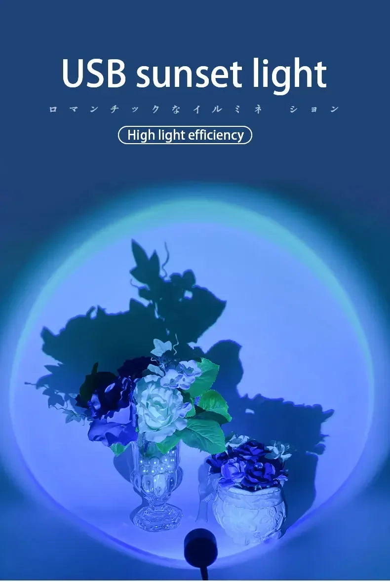 USB Sunset Lamp LED Rainbow Neon Night Light Projector Photography Wall Atmosphere Lighting for Bedroom Room Decor Nightlights