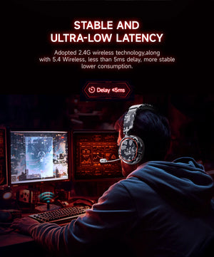Picun G2 Wireless Gaming Headset Bluetooth 2.4G Headphones 7.1 Surround 5ms Low Latency ENC Mic for PC PS4 PS5 Phone Switch