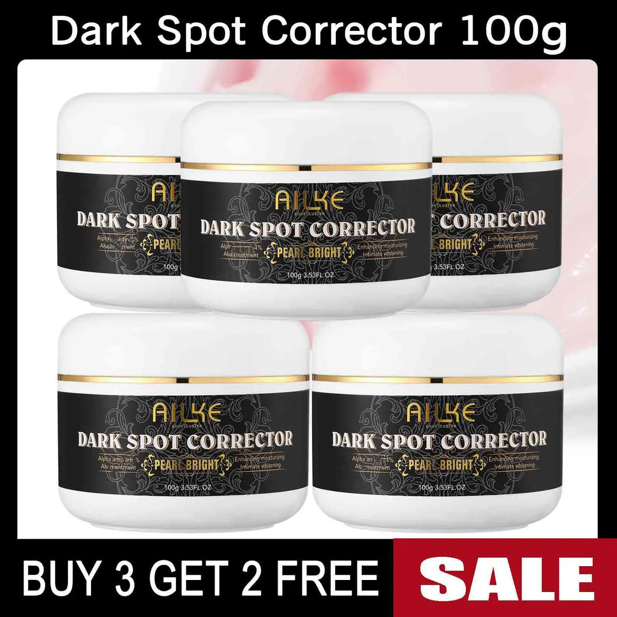 AILKE Unisex Collagen 5-in-1 skin care kit with products for even tone and glowing skin, featuring sleek packaging and application tools.