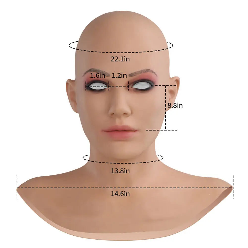 Realistic Silicone Mask With Neck Head Cover Makeup Crossdresser Cosplay Beauty Mask Collection Male to Female Full Head Mask