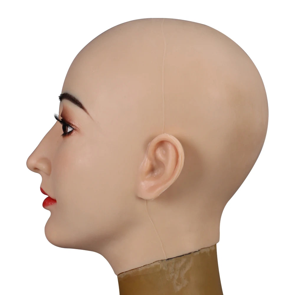 Silicone Female Mask Headgear Hoods pretty girl face mask spoof props for Cosplay Crossdresser women men transgender