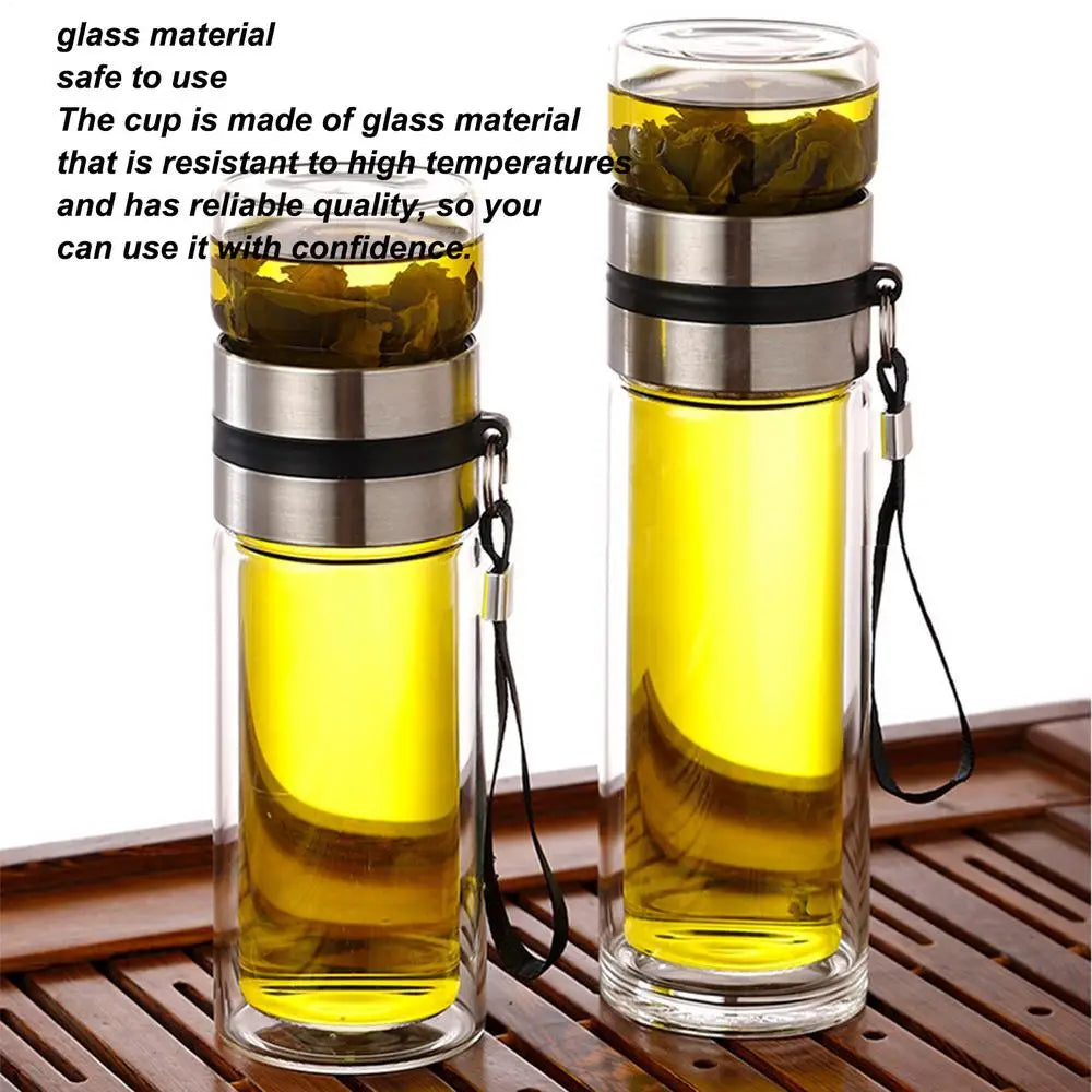 Tea Water Bottle High Borosilicate Glass Double Layer Tea Water Cup Infuser Tumbler Drinkware Water Bottle With Tea Filter