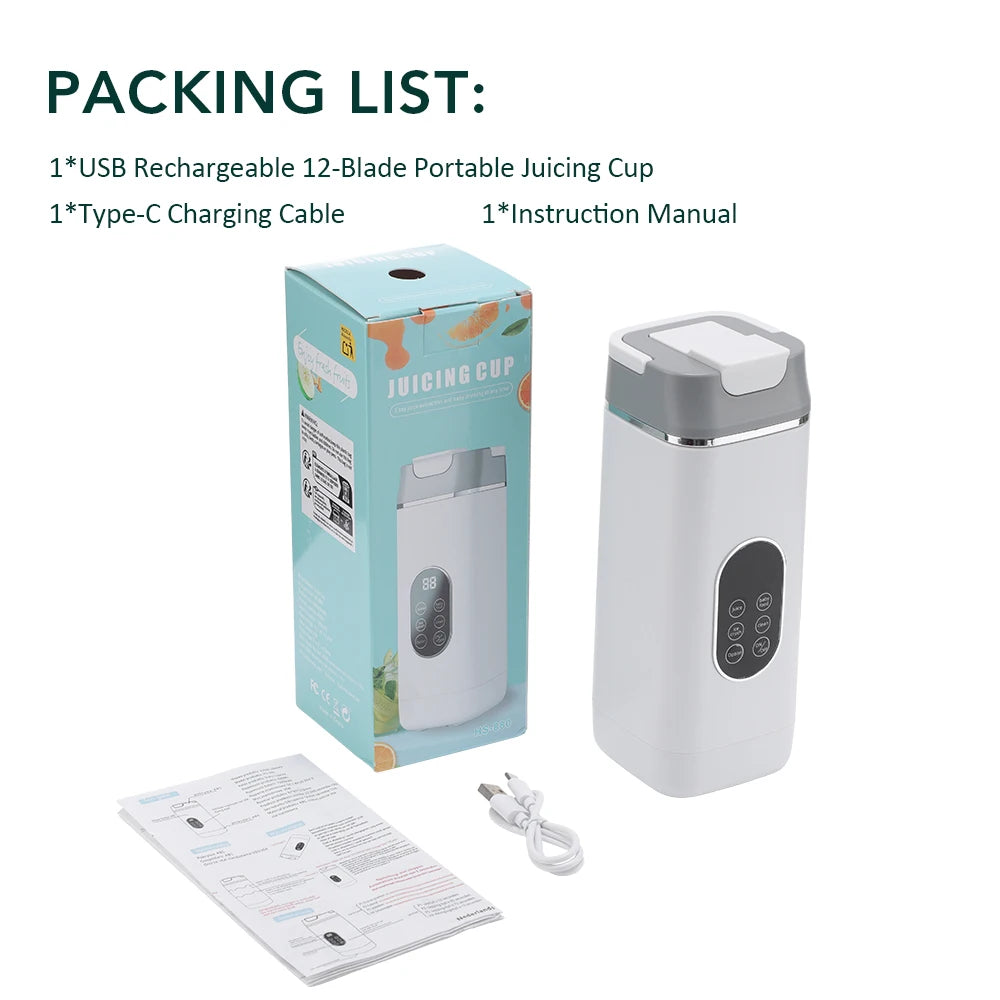 Hot Trend Vault Flaremore electric juicer cup with USB charging, 400ml capacity, portable design, two cups, automatic pulp ejection.