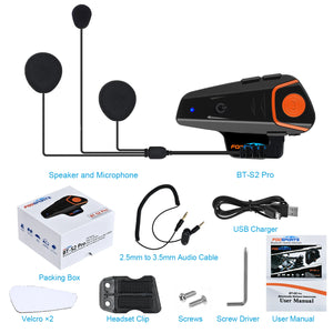 Fodsports BT-S2 Intercom Motorcycle Helmet Bluetooth Headset BT Interphone Handsfree Intercomunicador with FM Radio