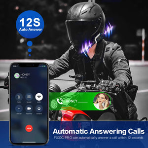 Fodsports FX30C motorcycle Bluetooth headset intercom with HiFi audio, black design, compact and lightweight for rider communication.