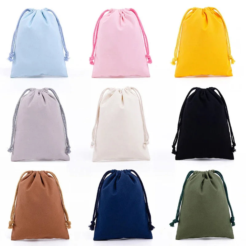 Reusable cotton produce bags with drawstring by Hot Trend Vault, eco-friendly storage for fruits and vegetables in the kitchen.