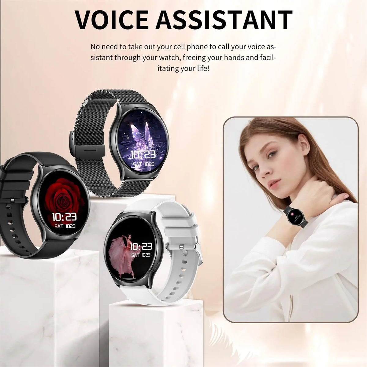 Smart Watches(Answer/Make Calls),1.43" Large Screen Fitness Tracker For iPhone/Android,Pedometer/Message Alerts,Gift for Family