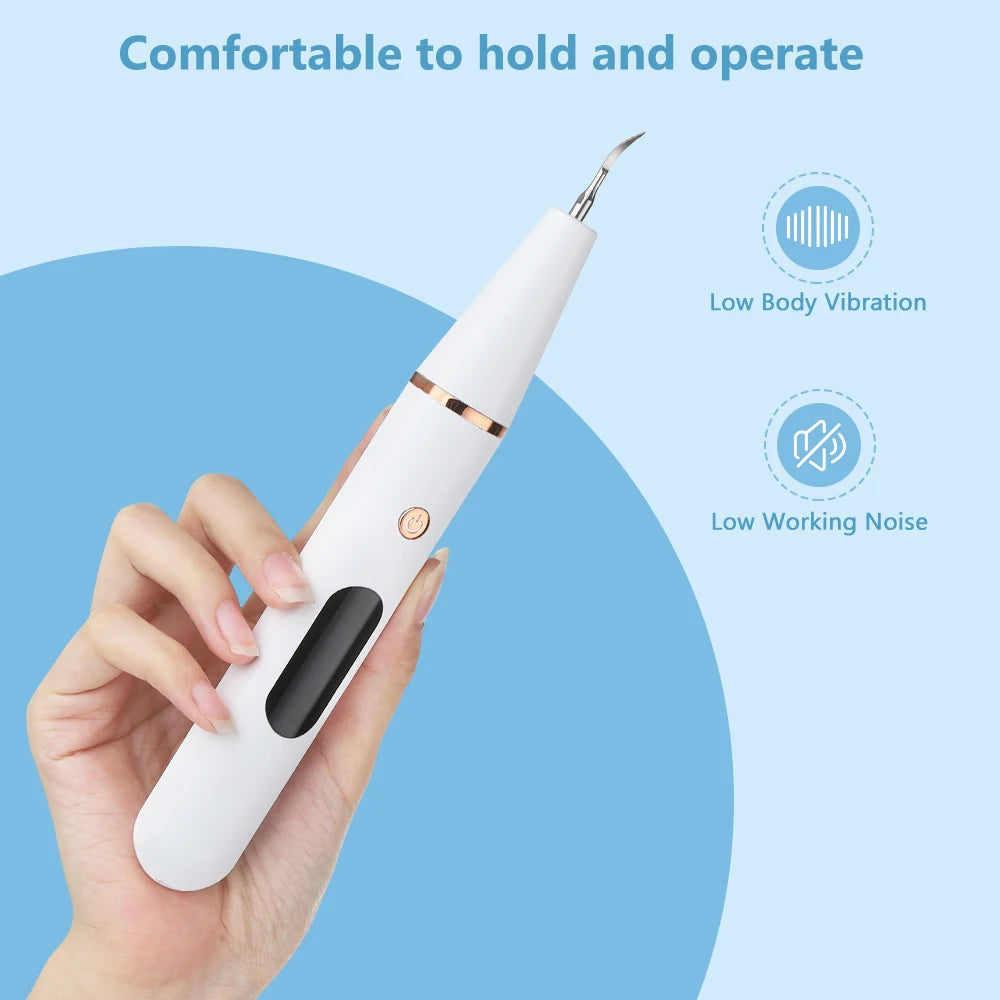 Hot Trend Vault Hailicare ultrasonic dental scaler for home use, showing device with tips for tartar removal and teeth whitening.