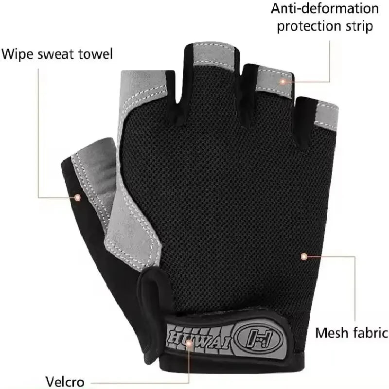 Breathable Anti Slip Fingerless Cycling Gloves for Men and Women