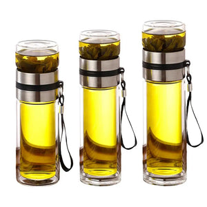 Hot Trend Vault tea water bottle with glass infuser for adults, reusable travel bottle for brewing tea on the go.